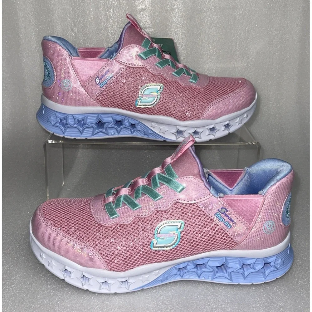 S Sport By Skechers Keely Sneakers Light Up‎ Stretch Laces Big Girls Size 5 NEW